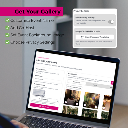 Private Event Photo & Video Gallery - QR Code Shared Album